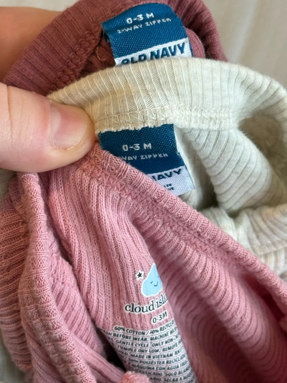 Bundle of Pinks & Oatmeal Footies - 0-3m